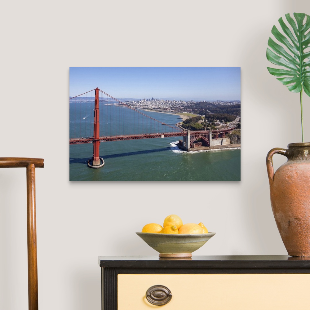 A traditional room featuring The Golden Gate Bridge, San Francisco, California, USA - Aerial Photograph