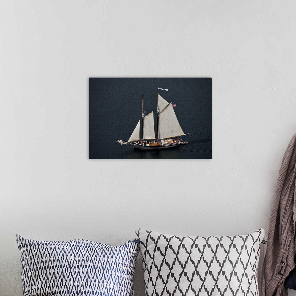 A bohemian room featuring The Lewis French Yacht, Downeast Maine - Aerial Photograph