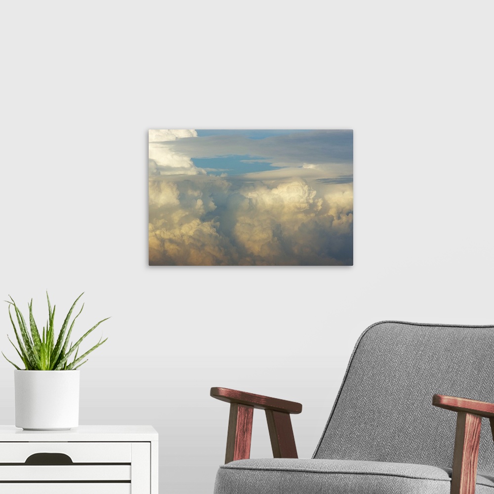 A modern room featuring Thunderstorms At Sunset - Aerial Photograph