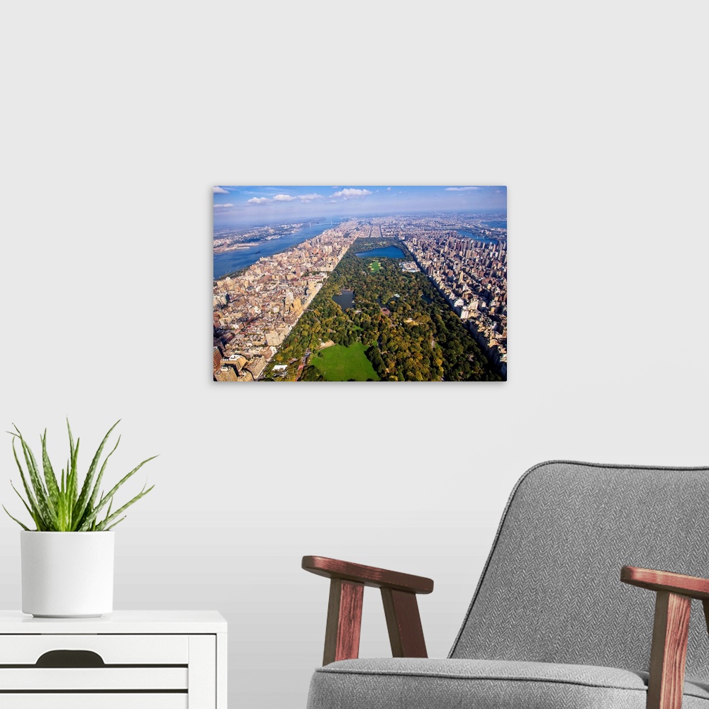 A modern room featuring Upper West Side, Central Park, New York City - Aerial Photograph