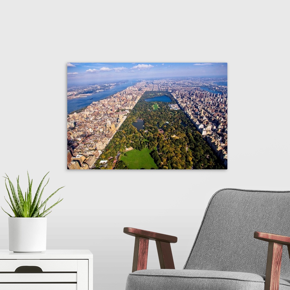 A modern room featuring Upper West Side, Central Park, New York City - Aerial Photograph