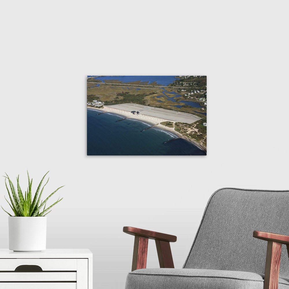 A modern room featuring Wheeler Beach, Point Judith, Rhode Island, USA - Aerial Photograph