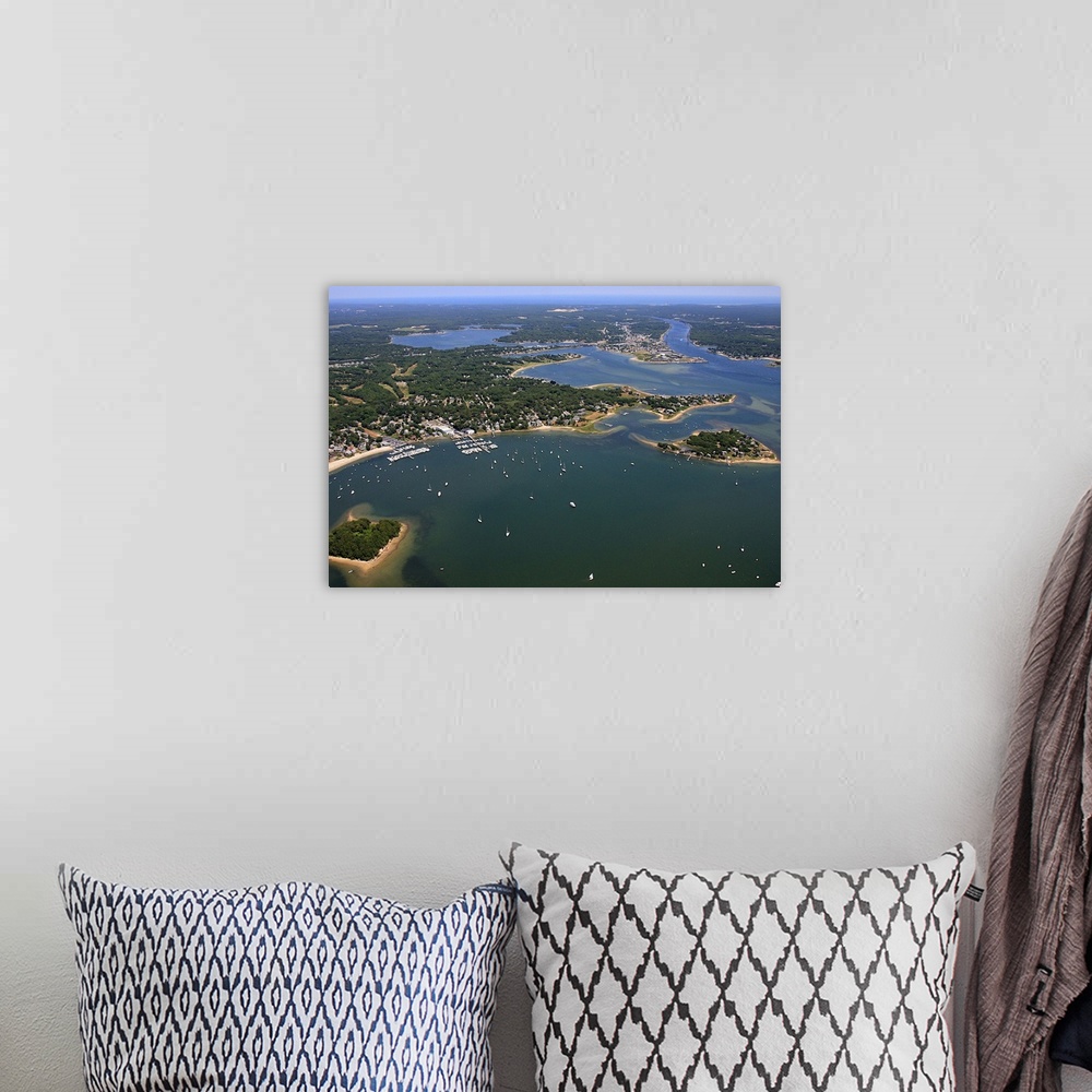 A bohemian room featuring Wickets Island, And Onset Beach, Wareham, Massachusetts, USA - Aerial Photograph