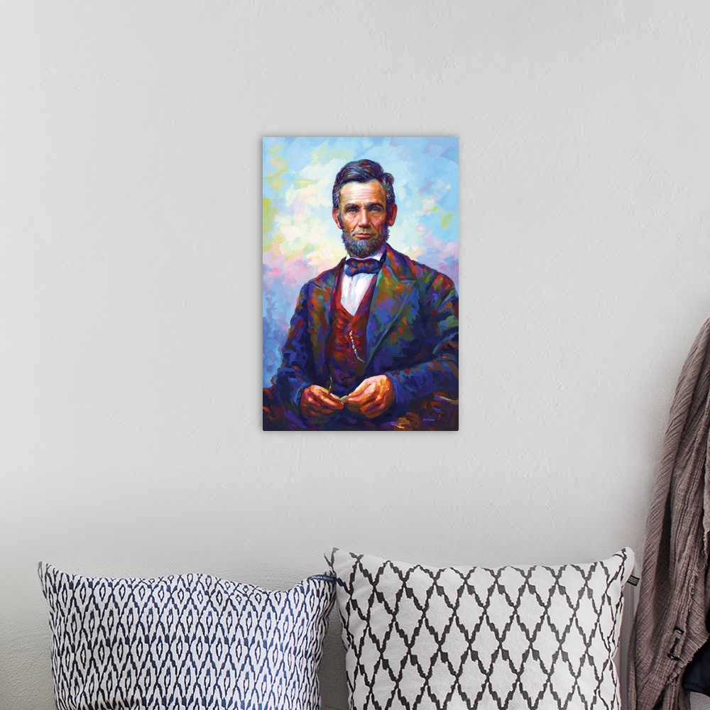 A bohemian room featuring Abraham Lincoln