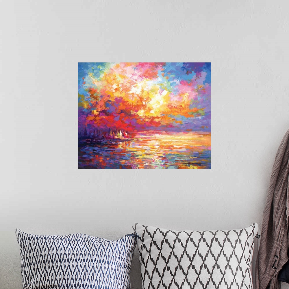 A bohemian room featuring Abstract Ocean Sunset
