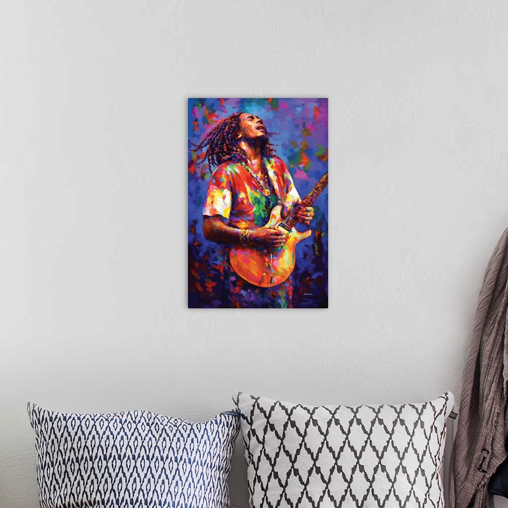 A bohemian room featuring Bob Marley