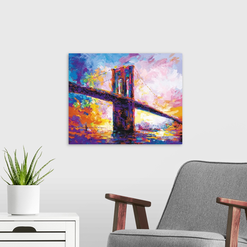 A modern room featuring Brooklyn Bridge, New York City