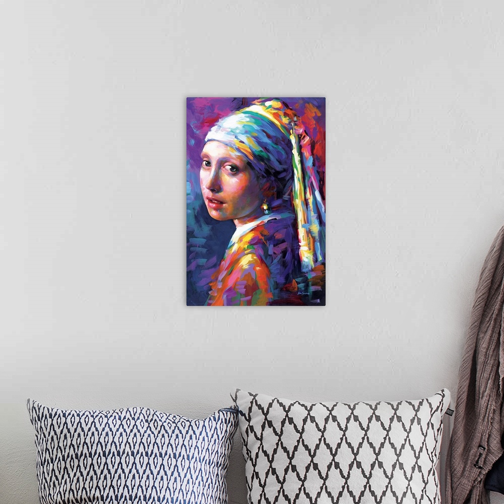 A bohemian room featuring Girl With A Pearl Earring