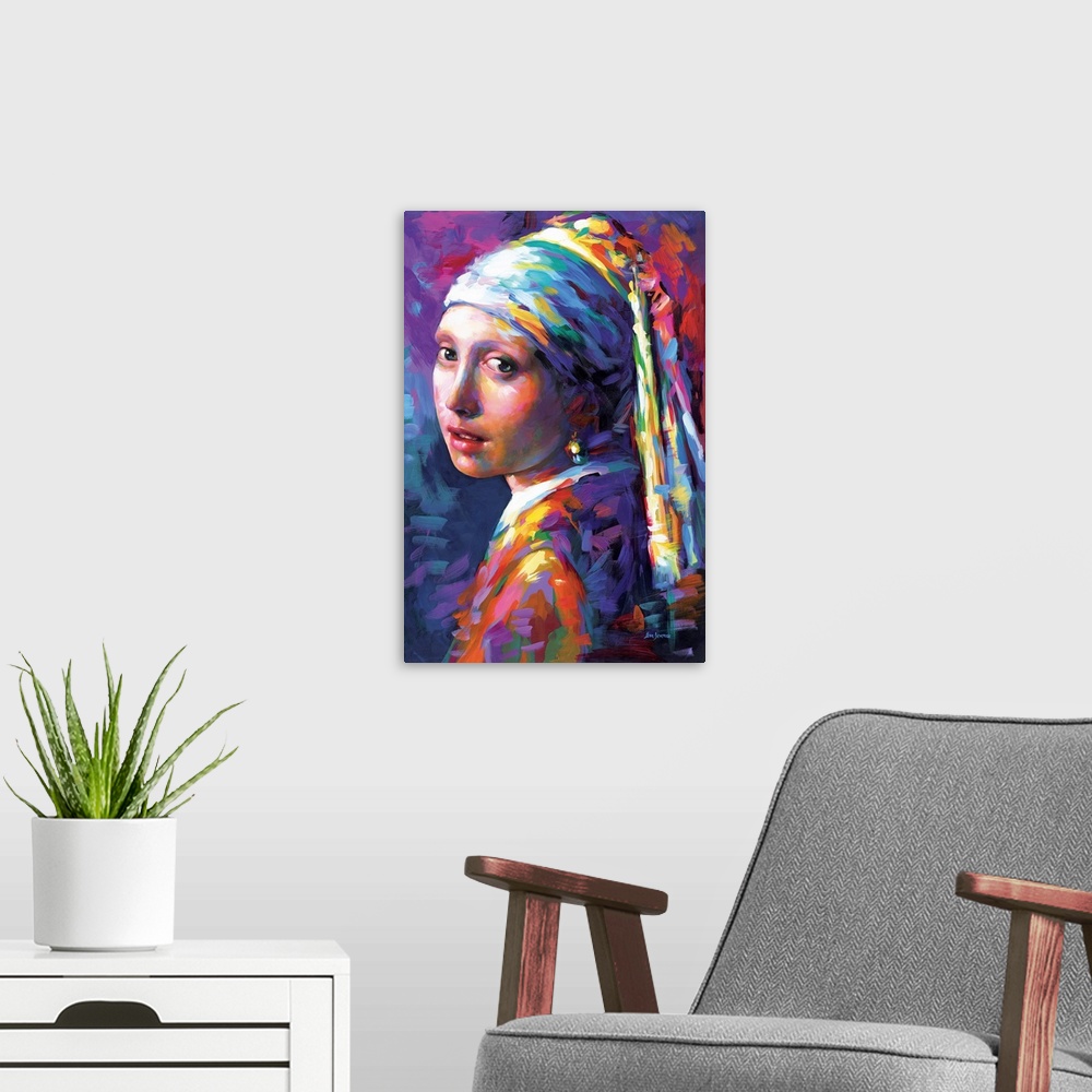 A modern room featuring Girl With A Pearl Earring