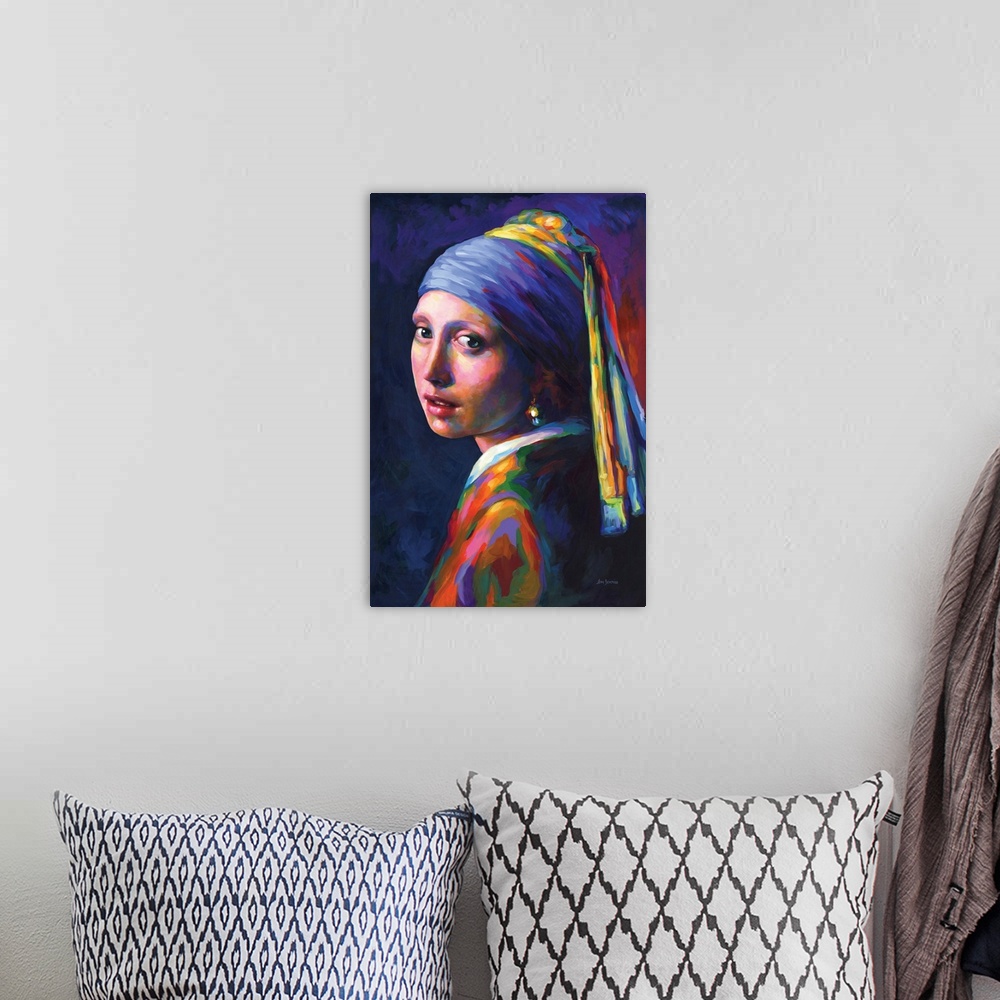 A bohemian room featuring Girl With A Pearl Earring, A Homage To Vermeer