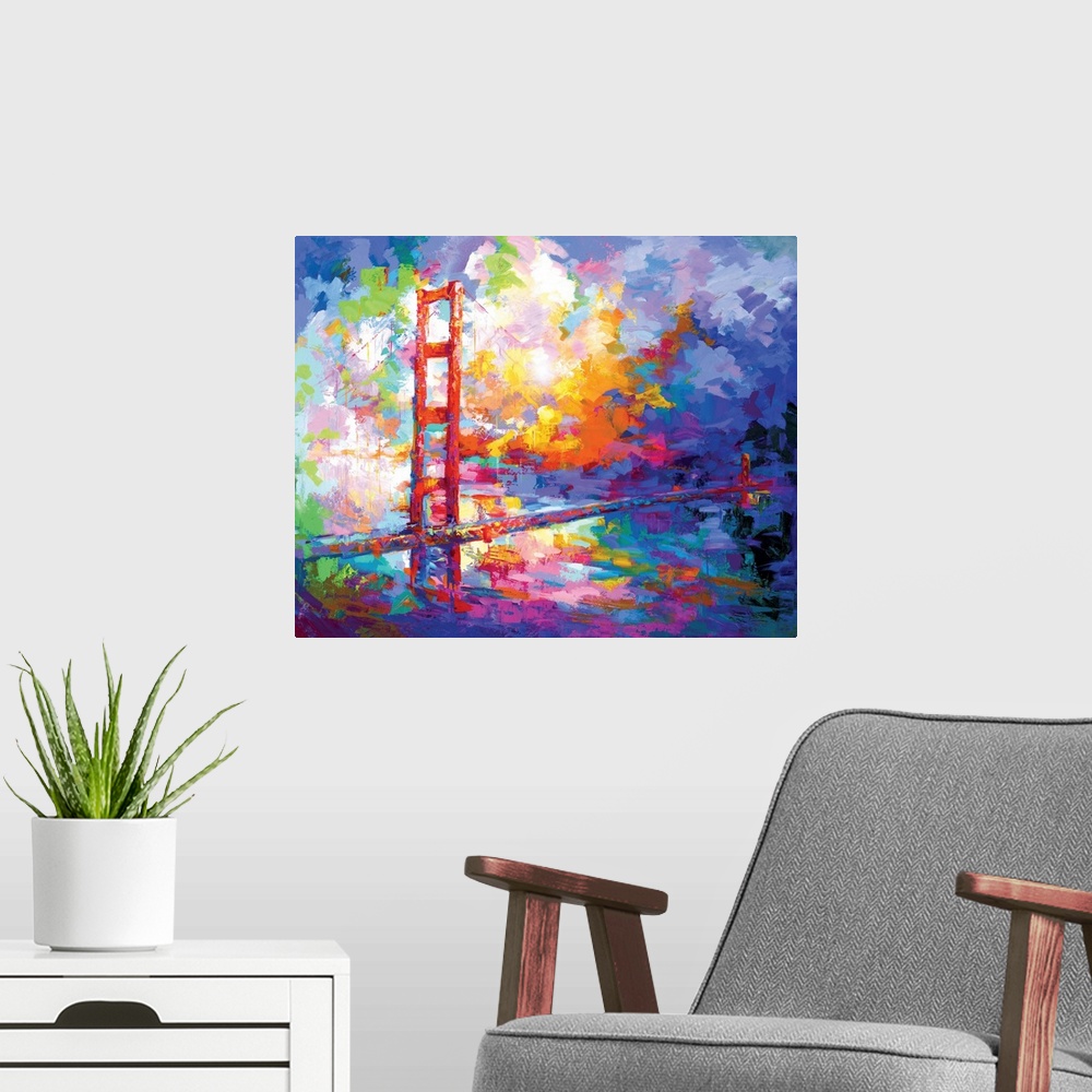 A modern room featuring Golden Gate Bridge, San Francisco, California II