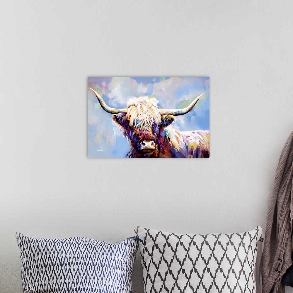 A bohemian room featuring Highland Cow in Winter's Serenity