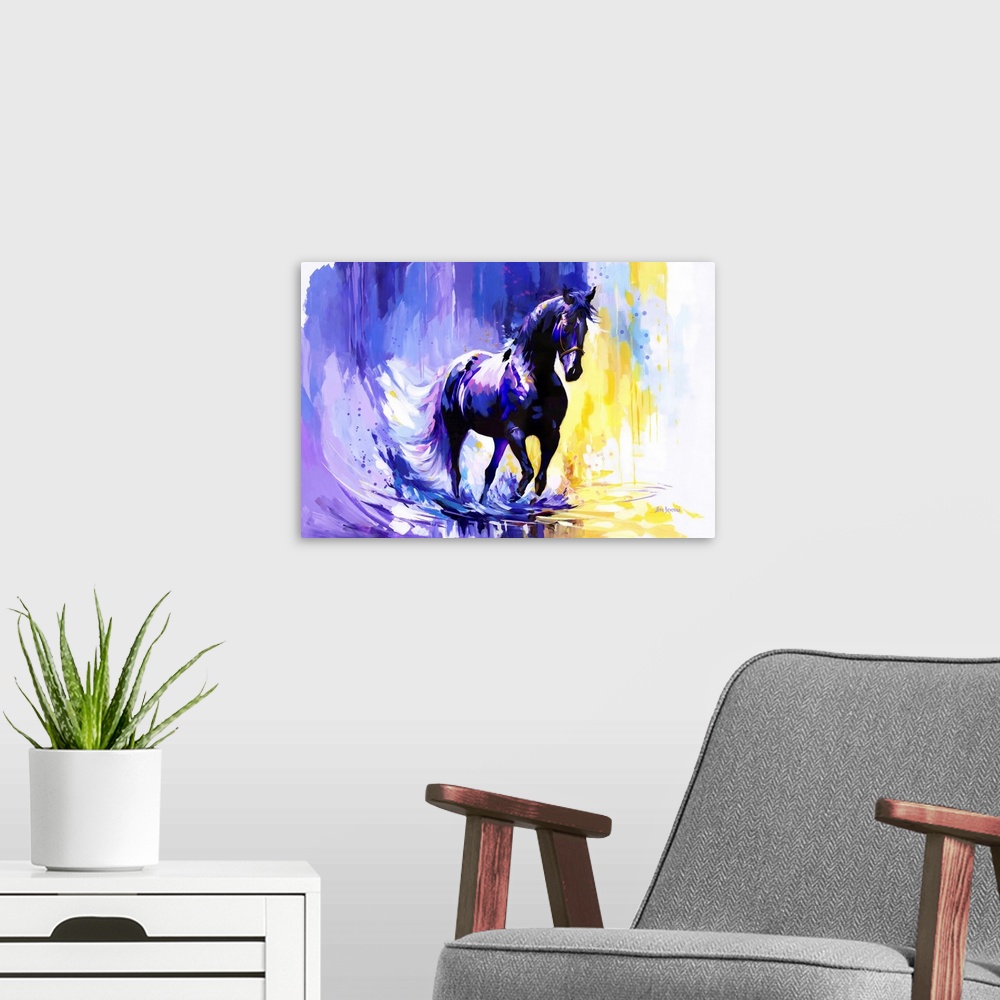 A modern room featuring Horse in the Whispers of the Wind