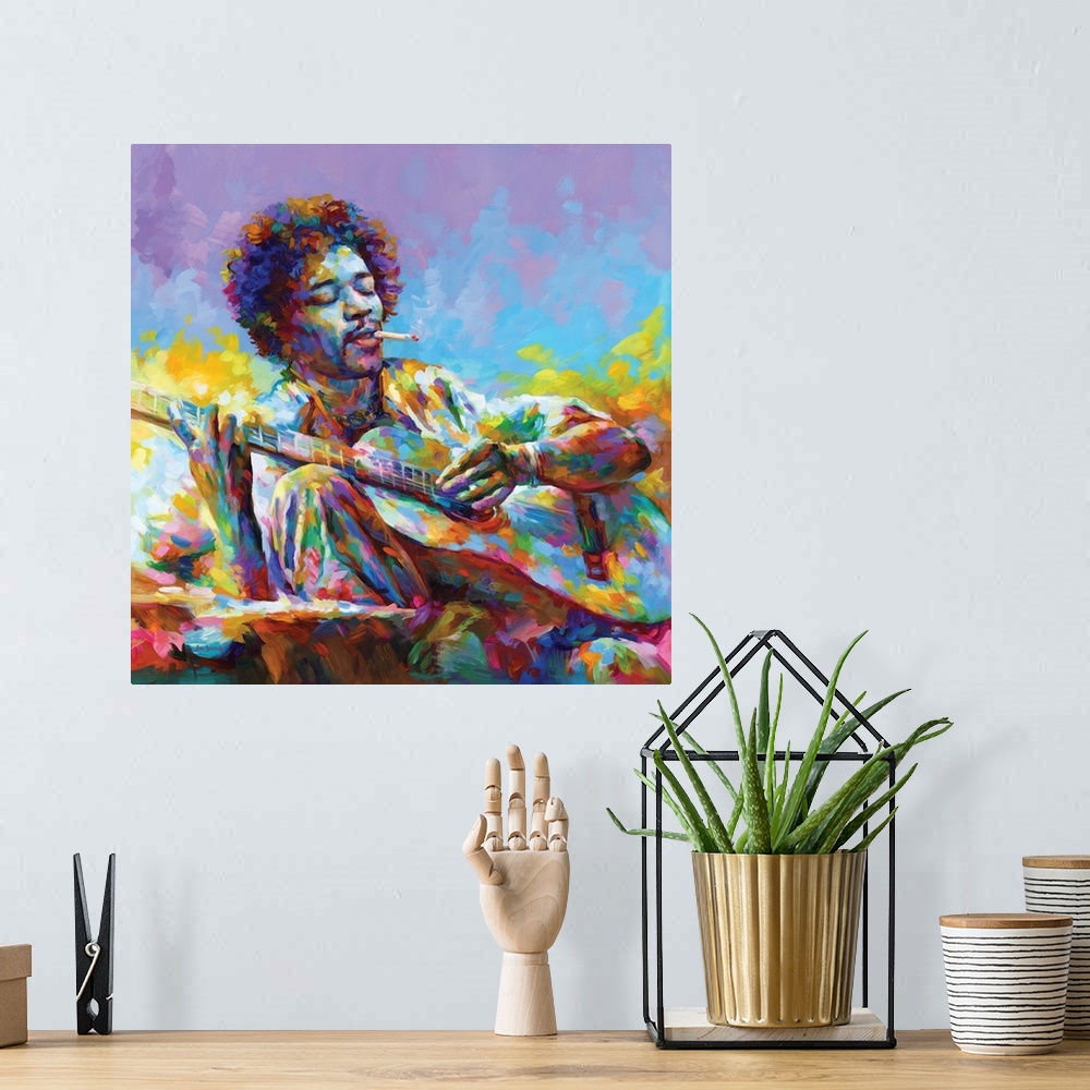 A bohemian room featuring Jimi Hendrix