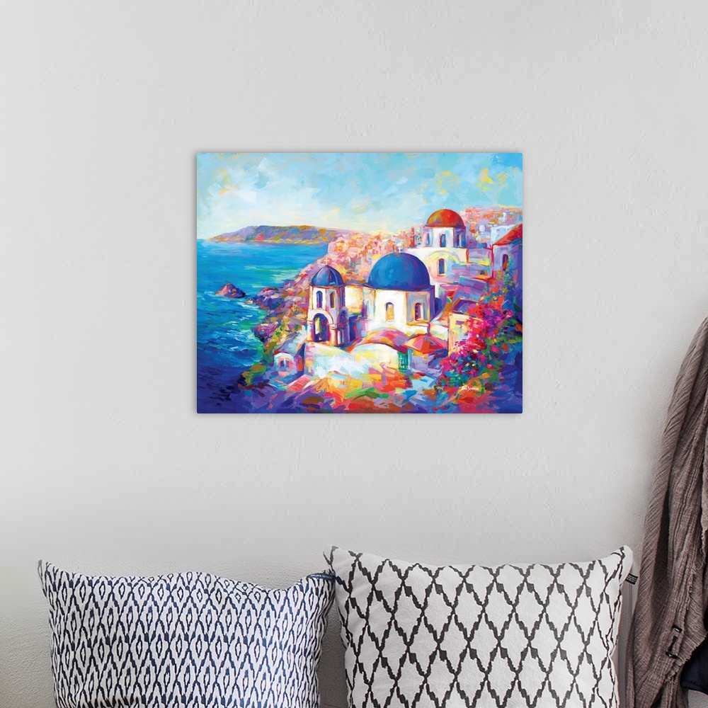 A bohemian room featuring Santorini, Greece
