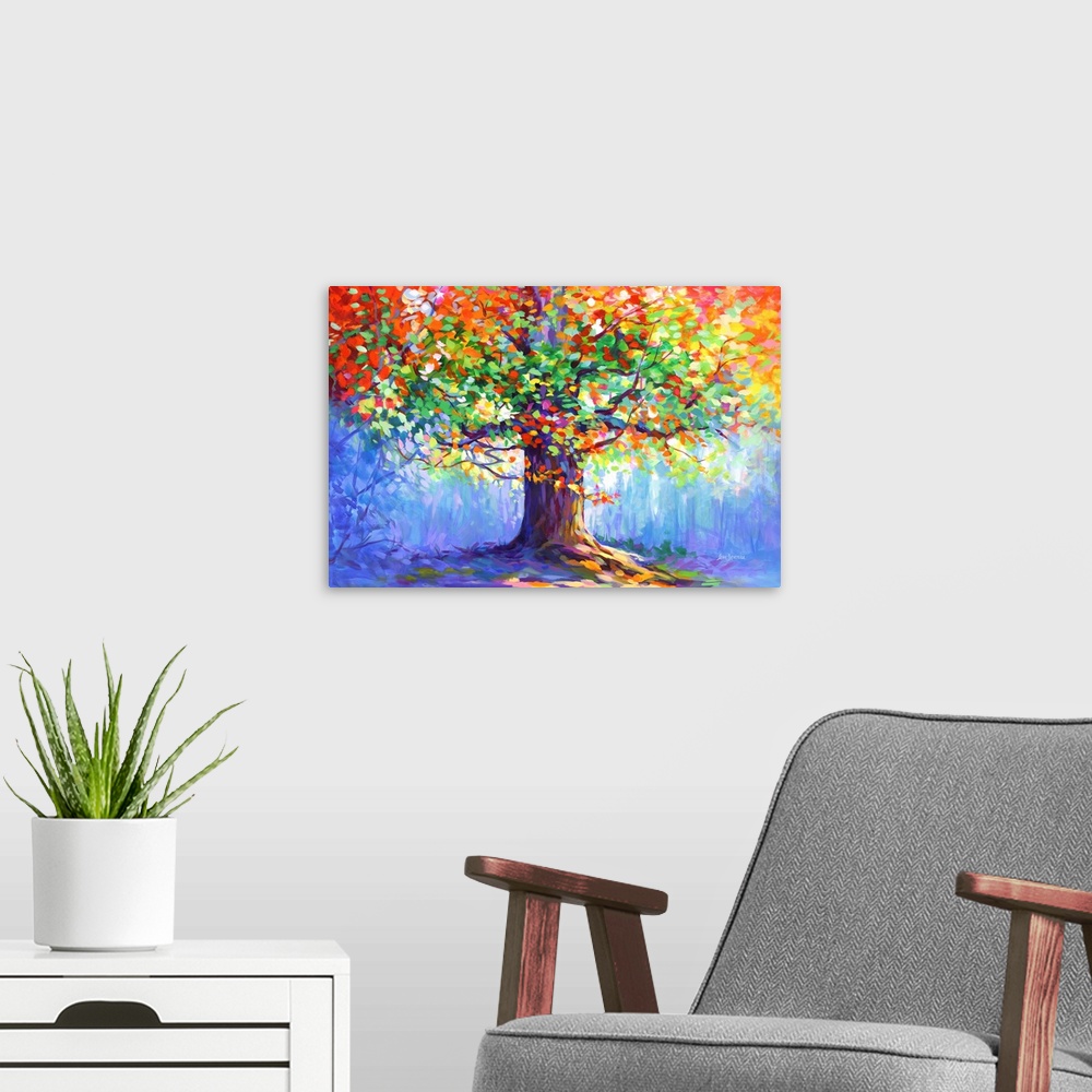 A modern room featuring The Tree of Blossoming Romance