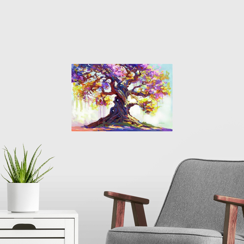 A modern room featuring Tree of Melting Love