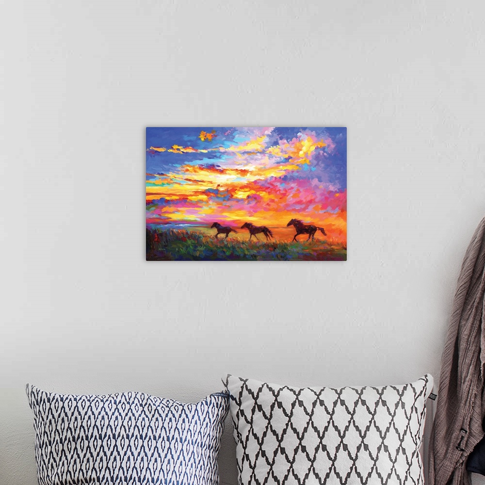 A bohemian room featuring Wild Horses Running At Sunset