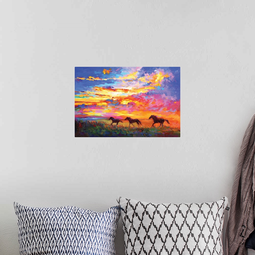 A bohemian room featuring Wild Horses Running At Sunset