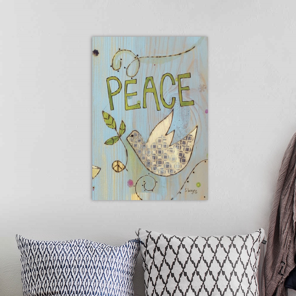 A bohemian room featuring Peace and dove