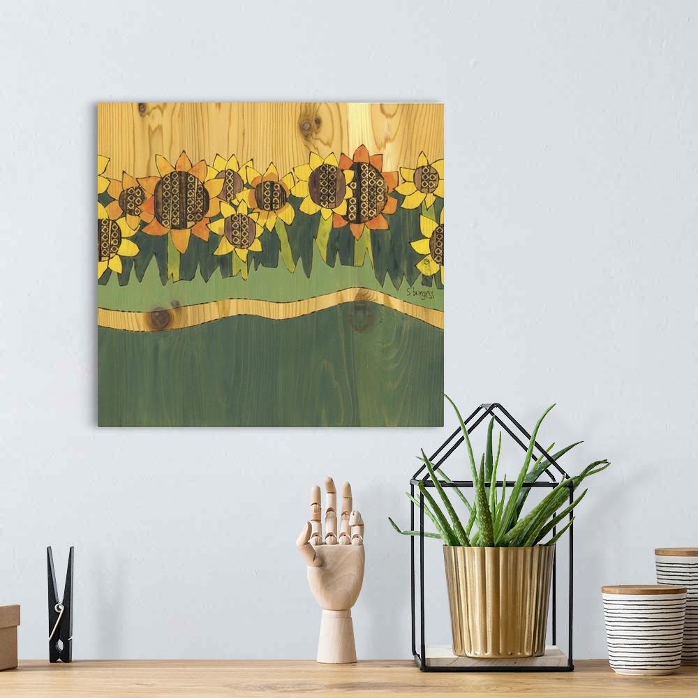 A bohemian room featuring Sunflowers in grass