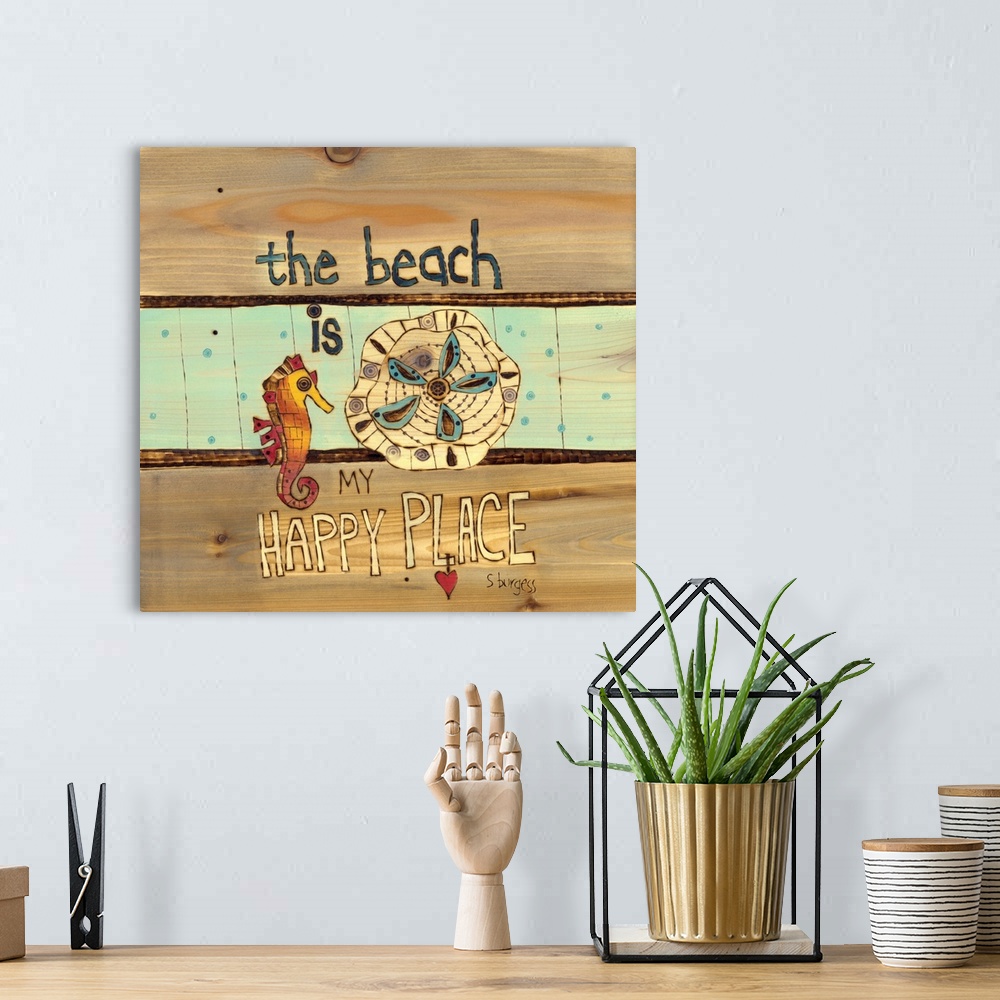 A bohemian room featuring Seahorse and sand dollar with saying