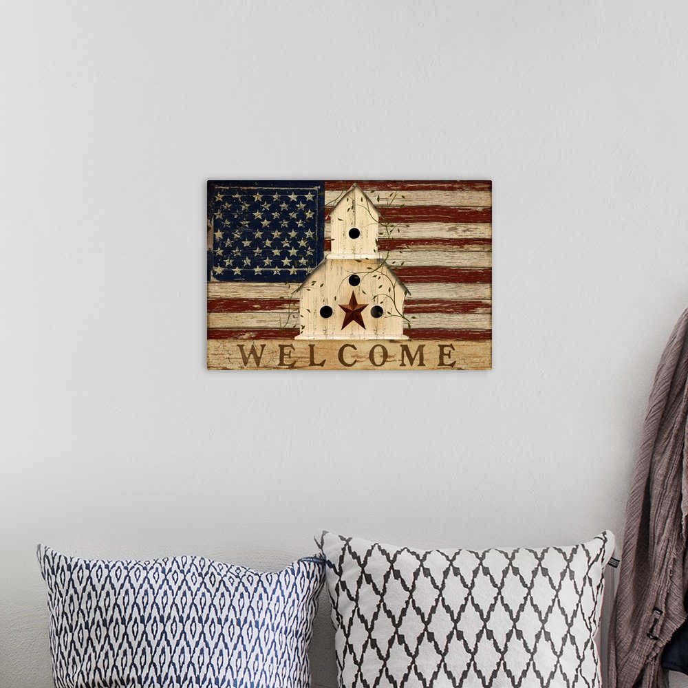 A bohemian room featuring Americana Welcome