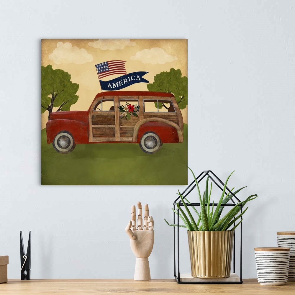 A bohemian room featuring Americana Woody Car