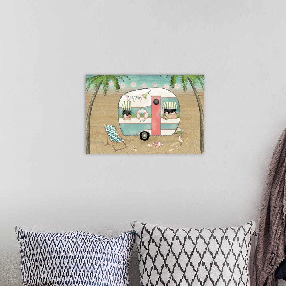 A bohemian room featuring Vintage Camper On The Beach