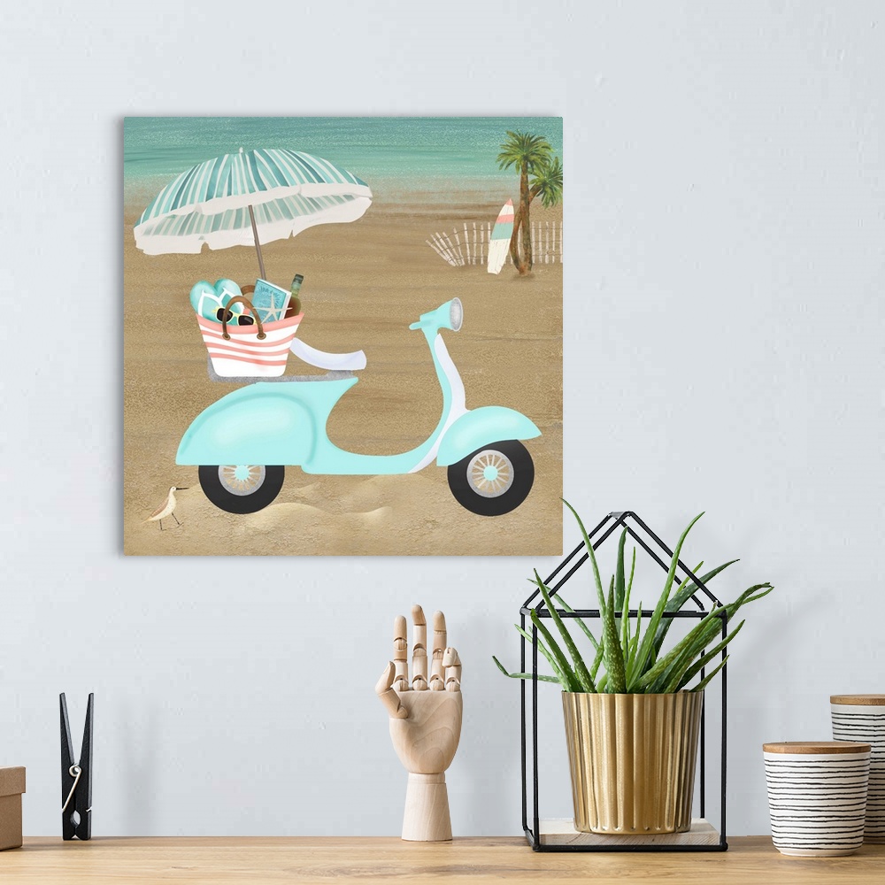 A bohemian room featuring Beach Scooter In Teal