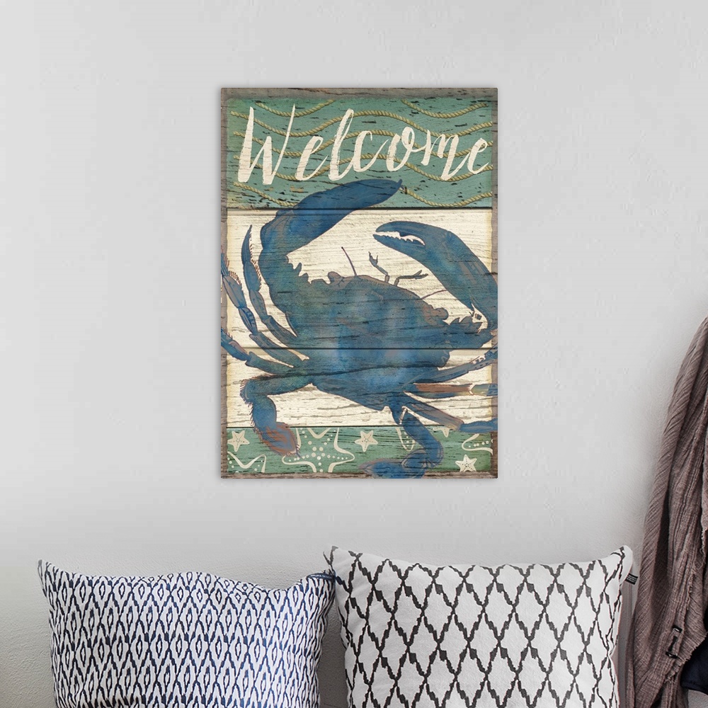 A bohemian room featuring Blue Crab Welcome