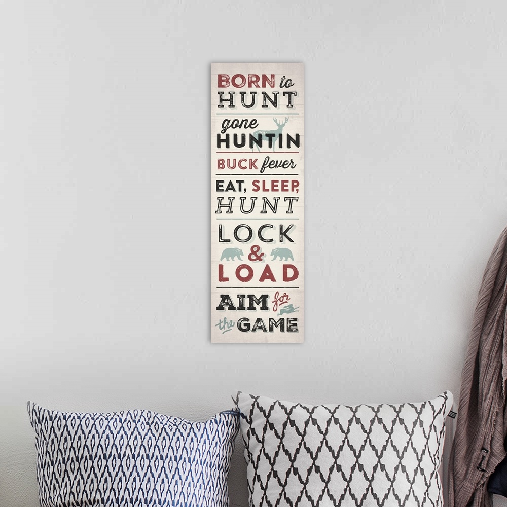 A bohemian room featuring Cabin Lodge Typography I