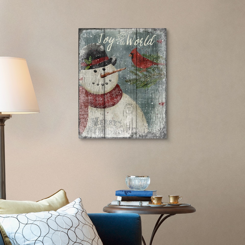 A traditional room featuring Cardinal Snowman