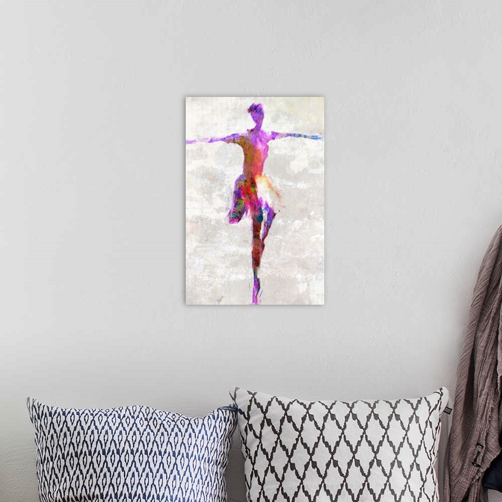 A bohemian room featuring Painting of the figure of a ballerina.