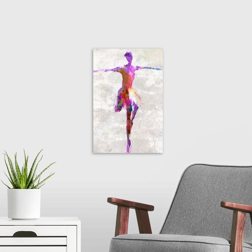 A modern room featuring Painting of the figure of a ballerina.
