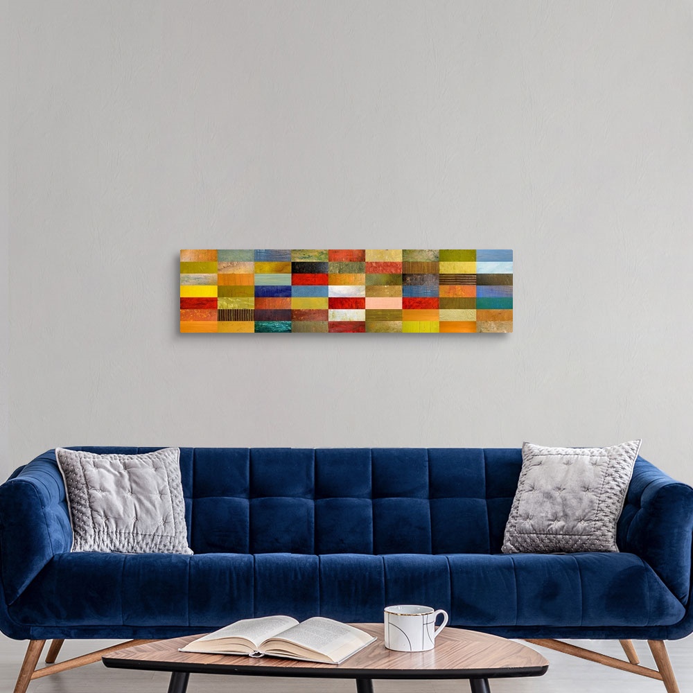 A modern room featuring Contemporary colorful abstract artwork.