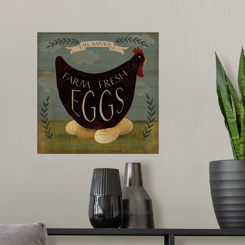 A modern room featuring Farm Fresh Eggs