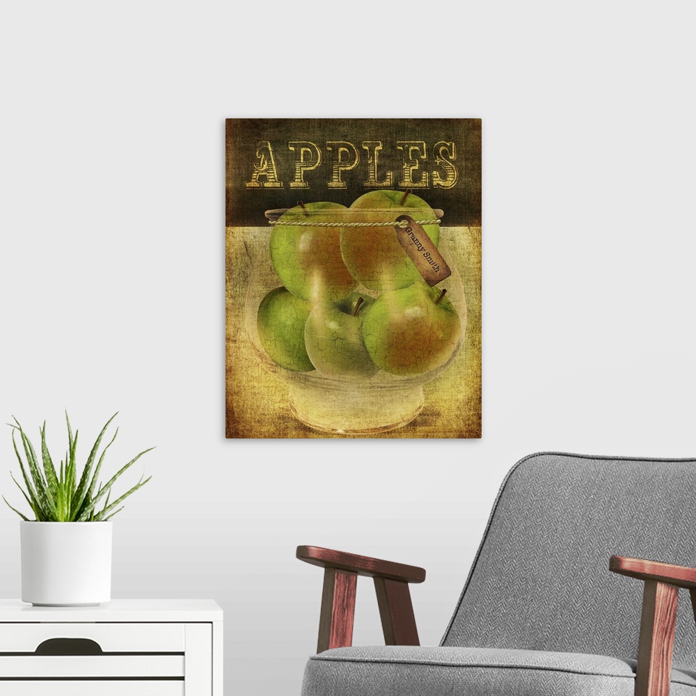 A modern room featuring Grannysmith Apples