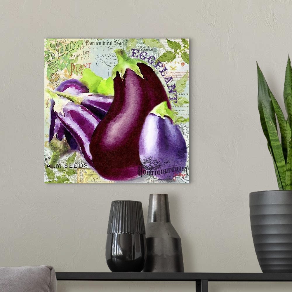A modern room featuring Green Grocer Eggplant