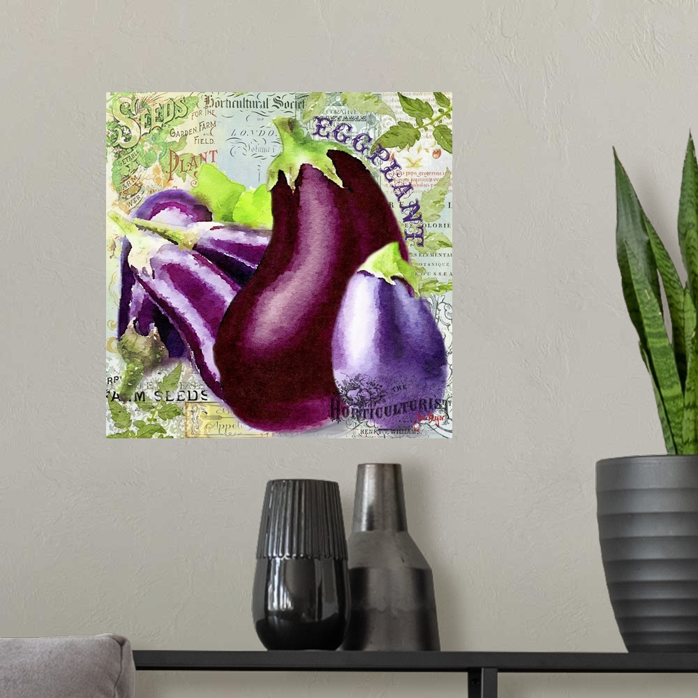 A modern room featuring Green Grocer Eggplant