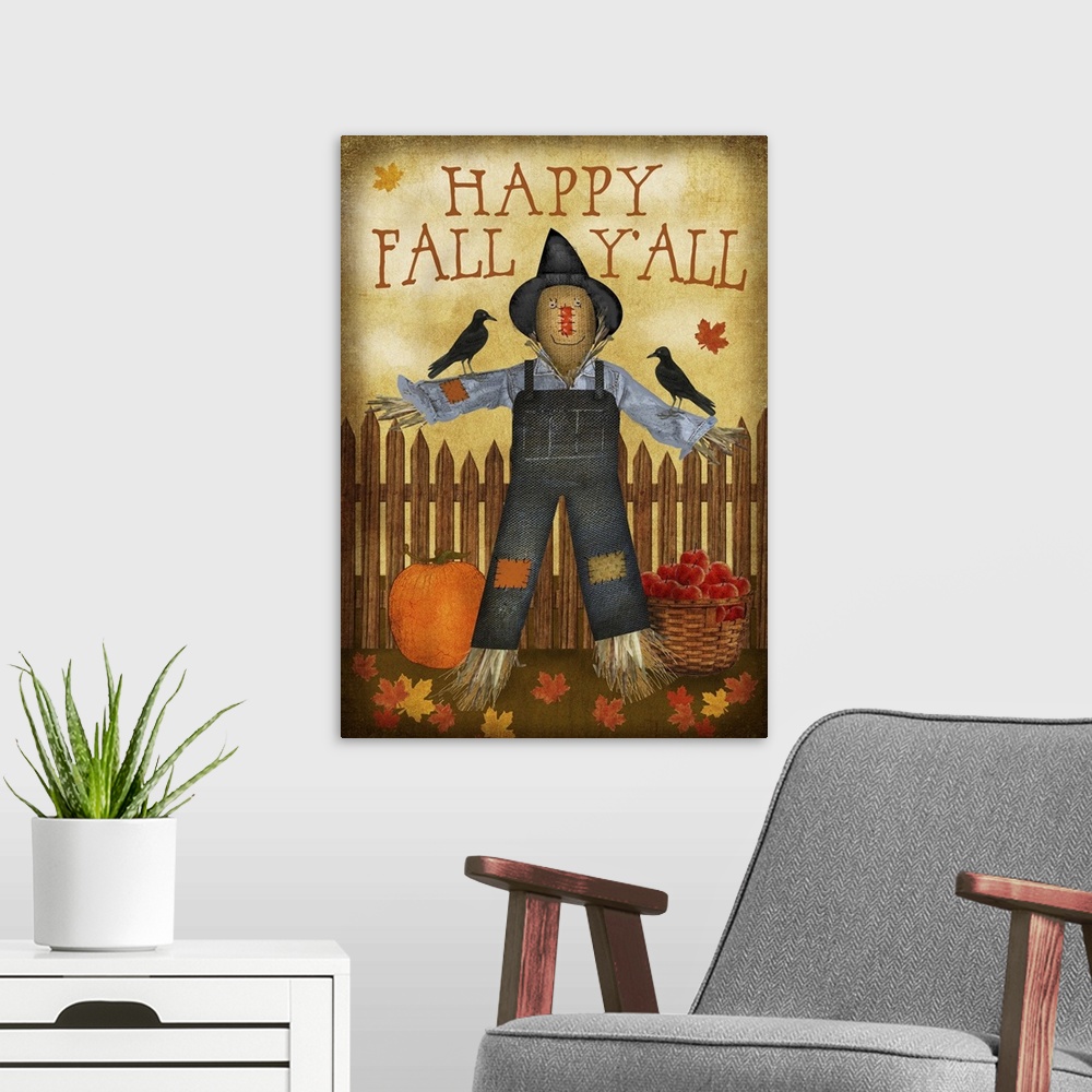 A modern room featuring Happy Fall Y'all