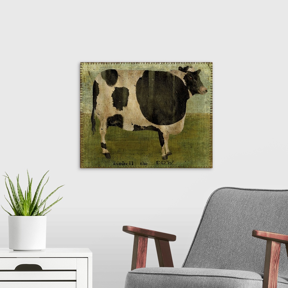 A modern room featuring Isobell Cow