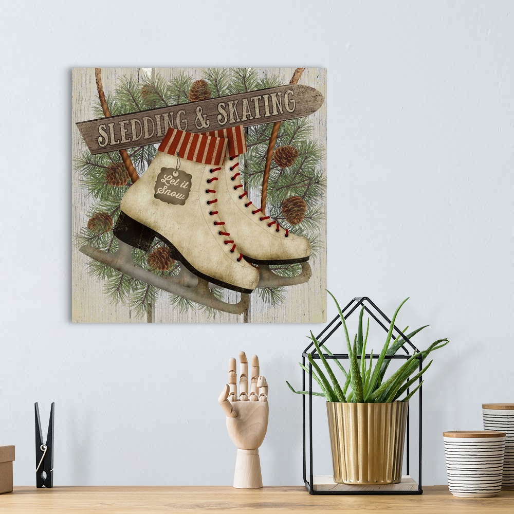 A bohemian room featuring Let it Snow Ice Skates