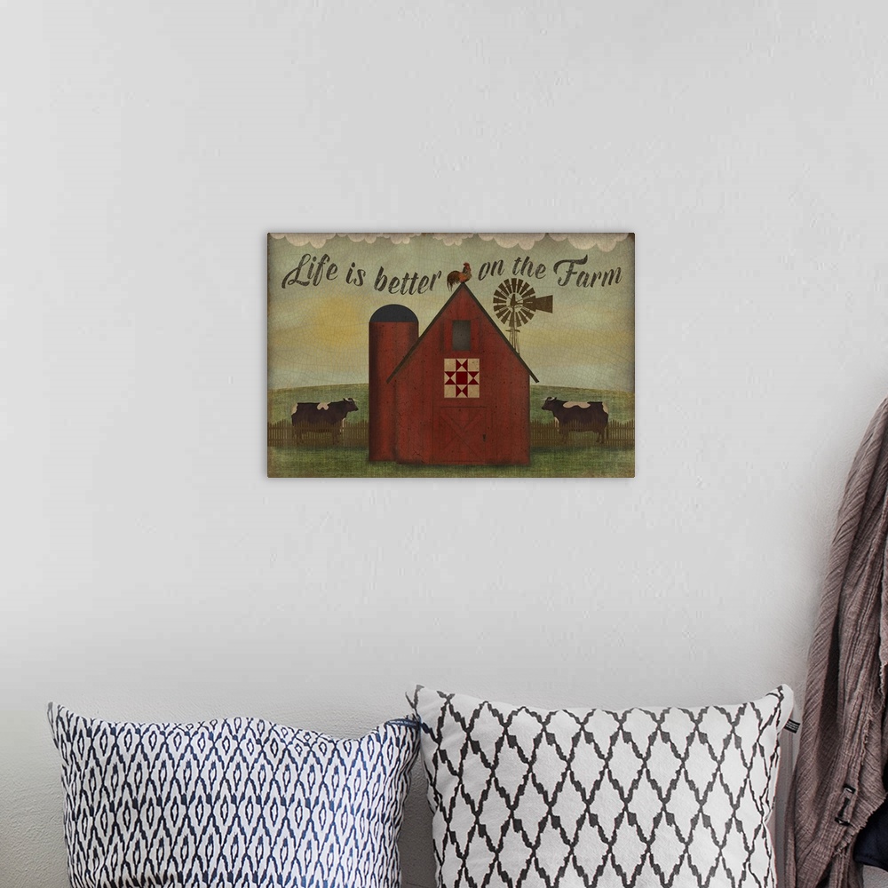 A bohemian room featuring Life is Better on the Farm