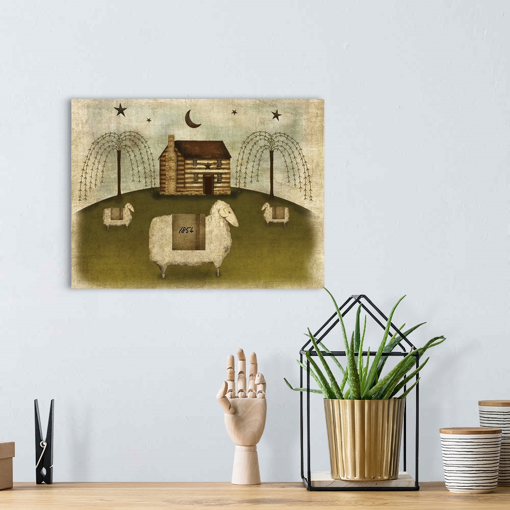 A bohemian room featuring Log Cabin Sheep