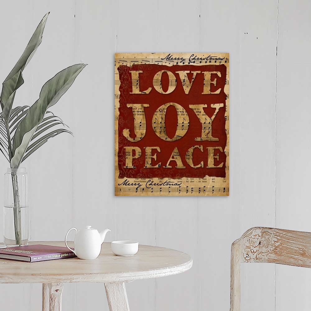 A farmhouse room featuring Love Joy Peace