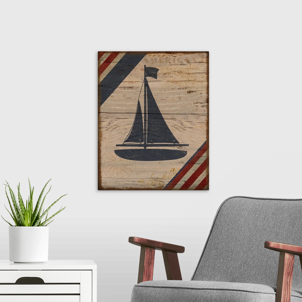 A modern room featuring Nautical Americana Boat