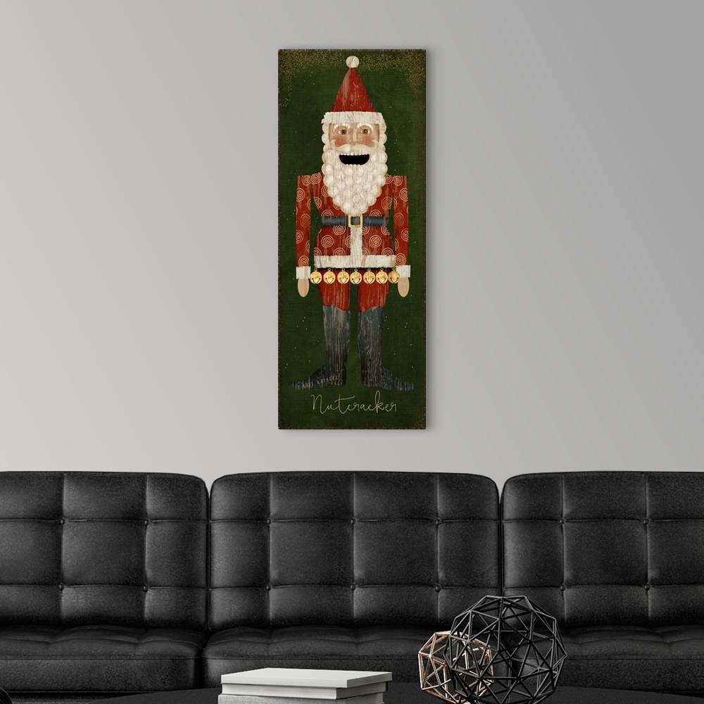 A modern room featuring Nutcracker Santa