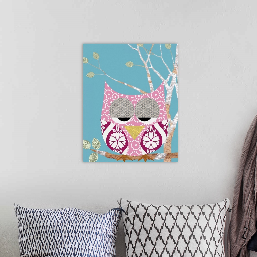 A bohemian room featuring Pretty bird owl
