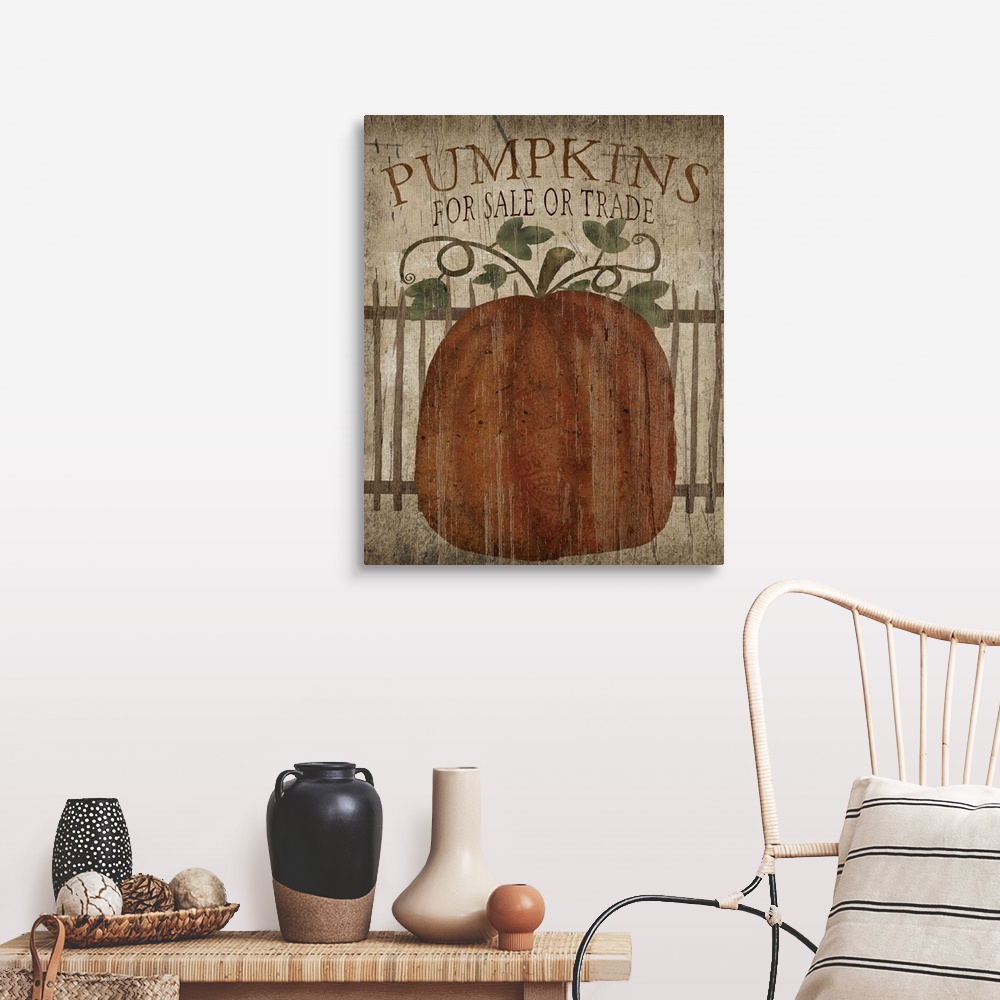 A farmhouse room featuring Pumpkins for Sale